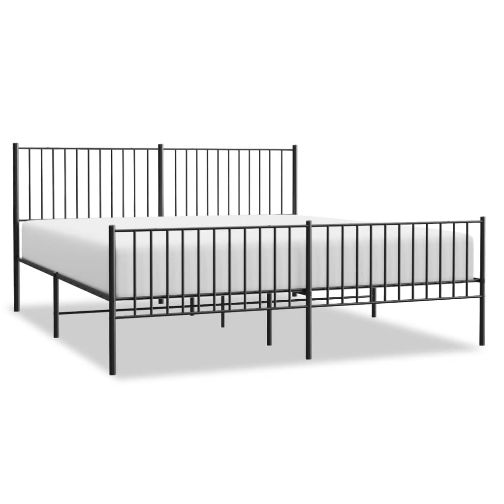8720845721282_a_en_hd_1 vidaXL Metal Bed Frame without Mattress with Footboard Black 183x203 cm King - Image 2