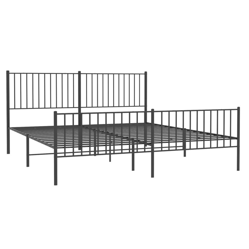 8720845721282_g_en_hd_1 vidaXL Metal Bed Frame without Mattress with Footboard Black 183x203 cm King - Image 3