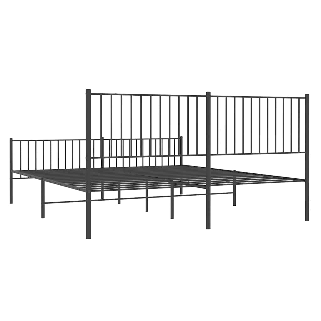 8720845721282_g_en_hd_5 vidaXL Metal Bed Frame without Mattress with Footboard Black 183x203 cm King - Image 7