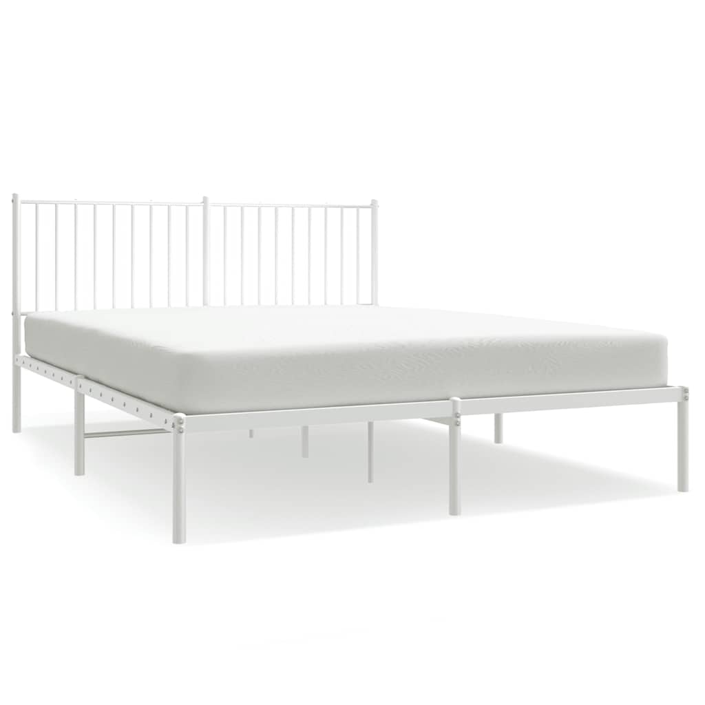 8720845721756_a_en_hd_1 vidaXL Metal Bed Frame without Mattress with Headboard White 150x200 cm - Image 2