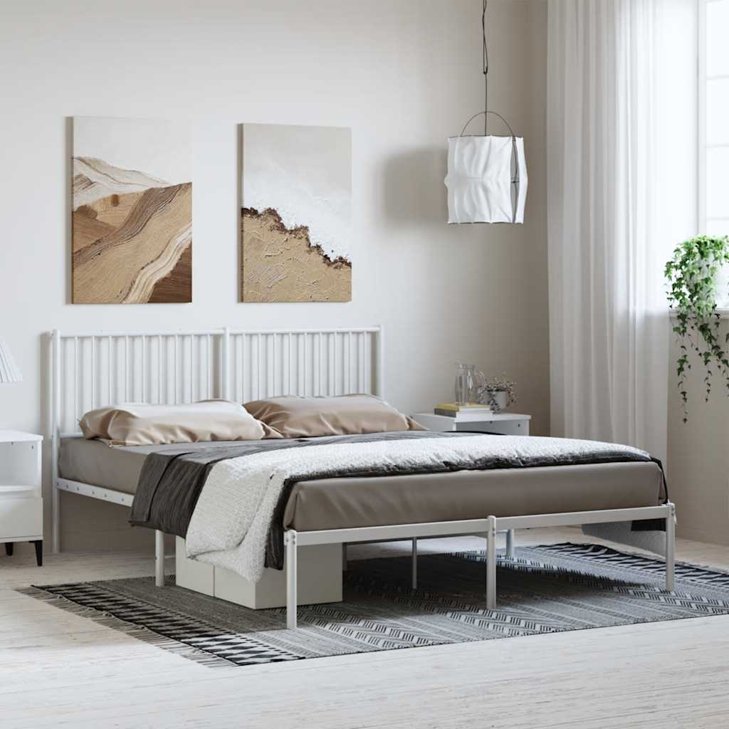 8720845721756_g_en_hd_1 vidaXL Metal Bed Frame without Mattress with Headboard White 150x200 cm - Image 3