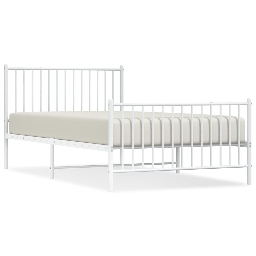 8720845721879_a_en_hd_1 vidaXL Metal Bed Frame without Mattress with Footboard White 107x203 cm King Single - Image 2
