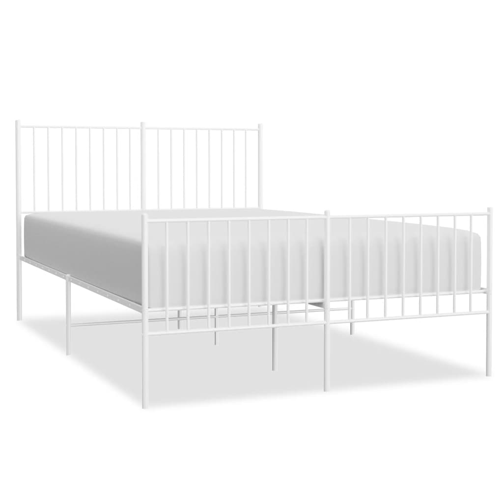 8720845721909_a_en_hd_1 vidaXL Metal Bed Frame without Mattress with Footboard White 135x190 cm - Image 2