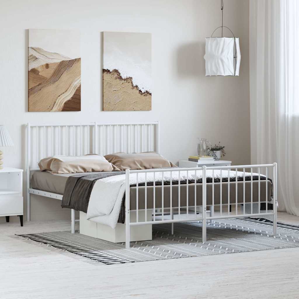 8720845721909_g_en_hd_1 vidaXL Metal Bed Frame without Mattress with Footboard White 135x190 cm - Image 3