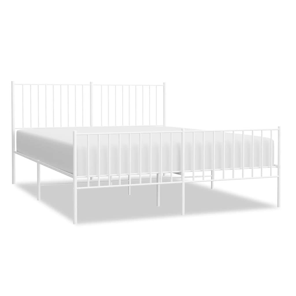 8720845721930_a_en_hd_1 vidaXL Metal Bed Frame without Mattress with Footboard White 150x200 cm - Image 2