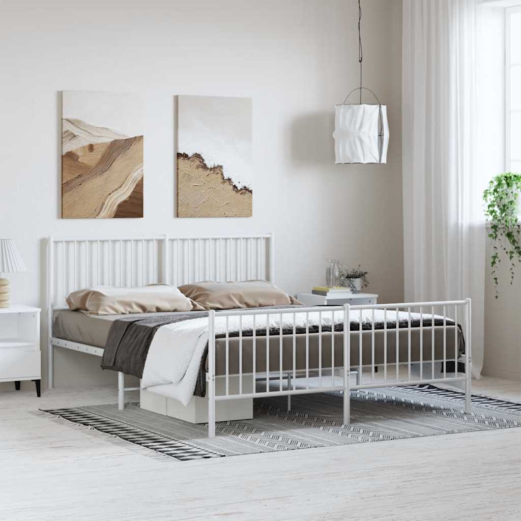 8720845721930_g_en_hd_1 vidaXL Metal Bed Frame without Mattress with Footboard White 150x200 cm - Image 3