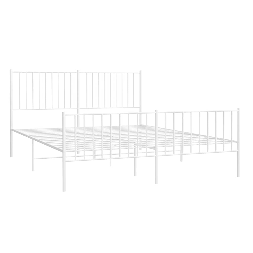 8720845721930_g_en_hd_2 vidaXL Metal Bed Frame without Mattress with Footboard White 150x200 cm - Image 4