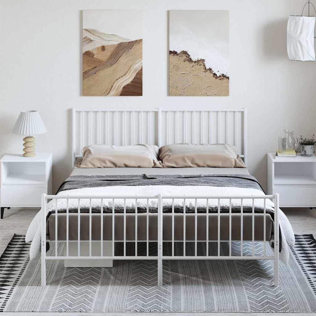 8720845721930_g_en_hd_3 vidaXL Metal Bed Frame without Mattress with Footboard White 150x200 cm - Image 5
