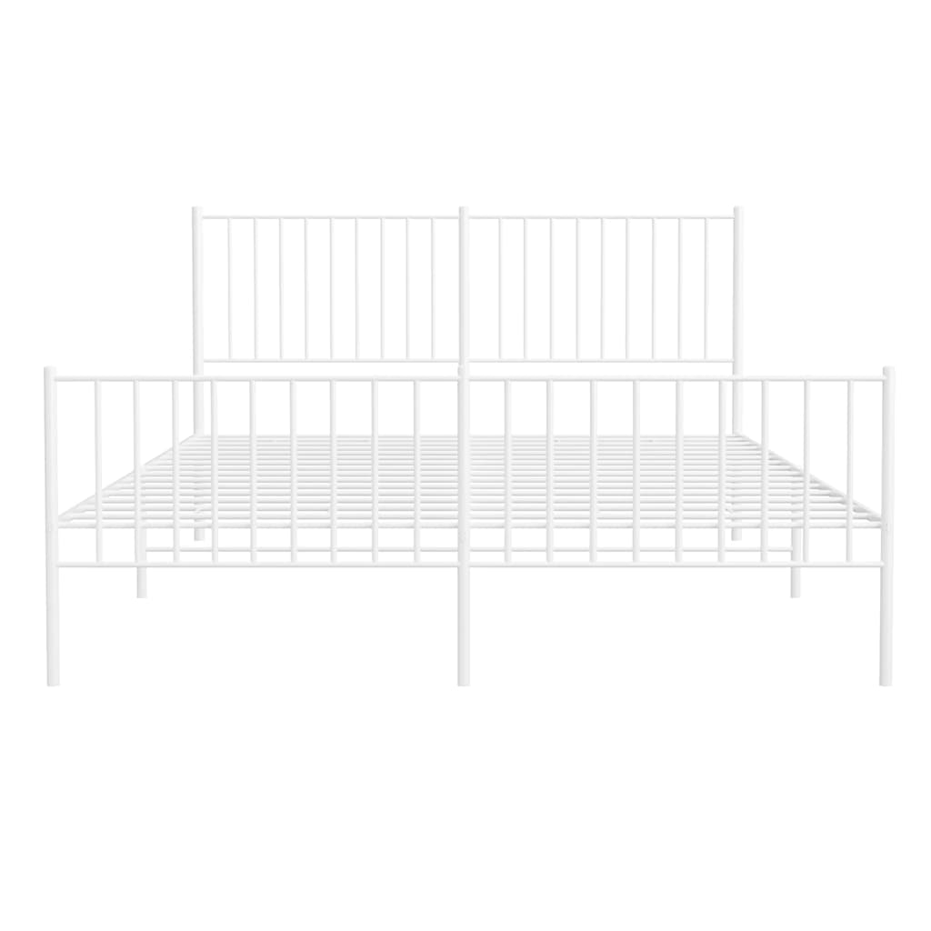 8720845721930_g_en_hd_5 vidaXL Metal Bed Frame without Mattress with Footboard White 150x200 cm - Image 7