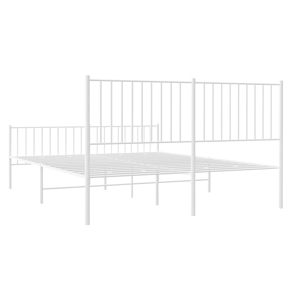 8720845721930_g_en_hd_7 vidaXL Metal Bed Frame without Mattress with Footboard White 150x200 cm - Image 9