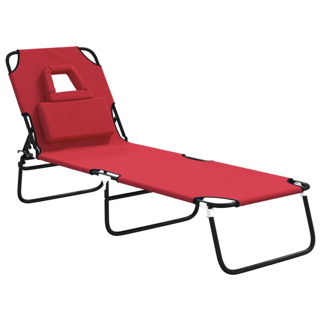 8720845722395_a_en_hd_1 vidaXL Folding Sun Lounger Red Oxford Fabric and Powder-coated Steel - Image 2
