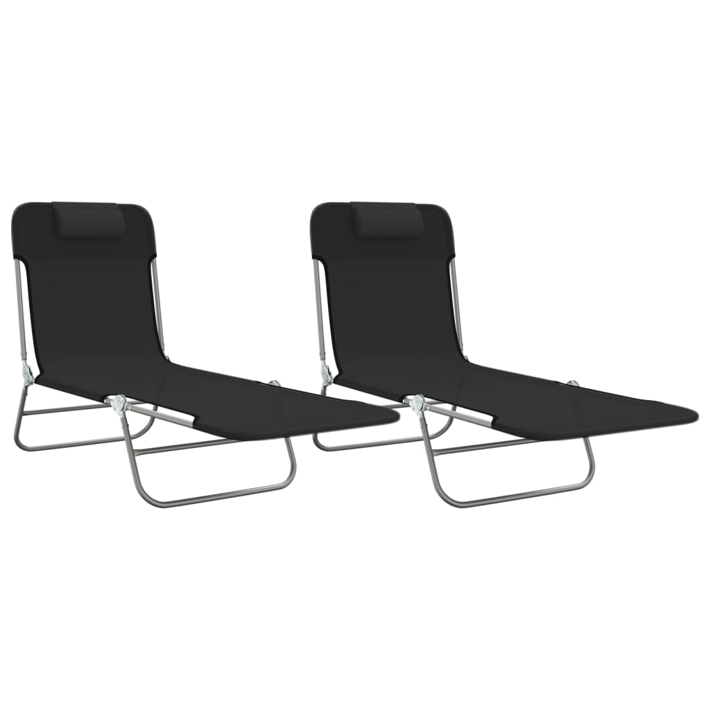 8720845722432_a_en_hd_1 vidaXL Folding Sun Loungers 2 pcs Black Textilene and Steel - Image 2