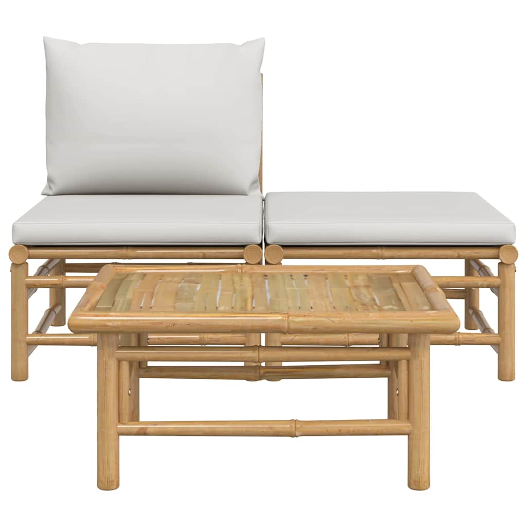 8720845725396_g_en_hd_1 vidaXL 3 Piece Garden Lounge Set with Light Grey Cushions Bamboo - Image 3