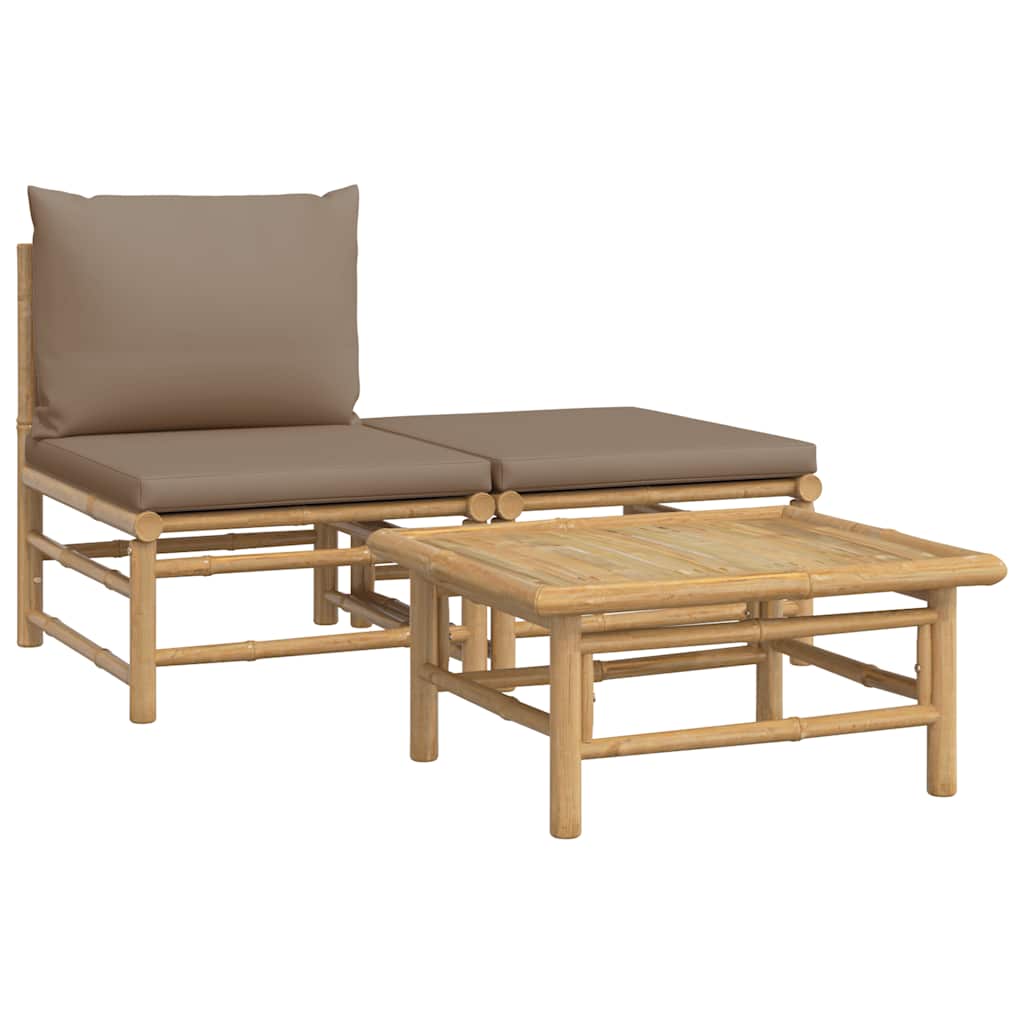 8720845725471_a_en_hd_1 vidaXL 3 Piece Garden Lounge Set with Taupe Cushions Bamboo - Image 2