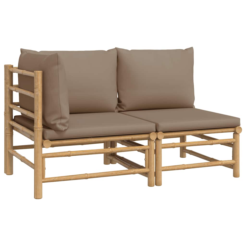 8720845725488_a_en_hd_1 vidaXL 2 Piece Garden Lounge Set with Taupe Cushions Bamboo - Image 2