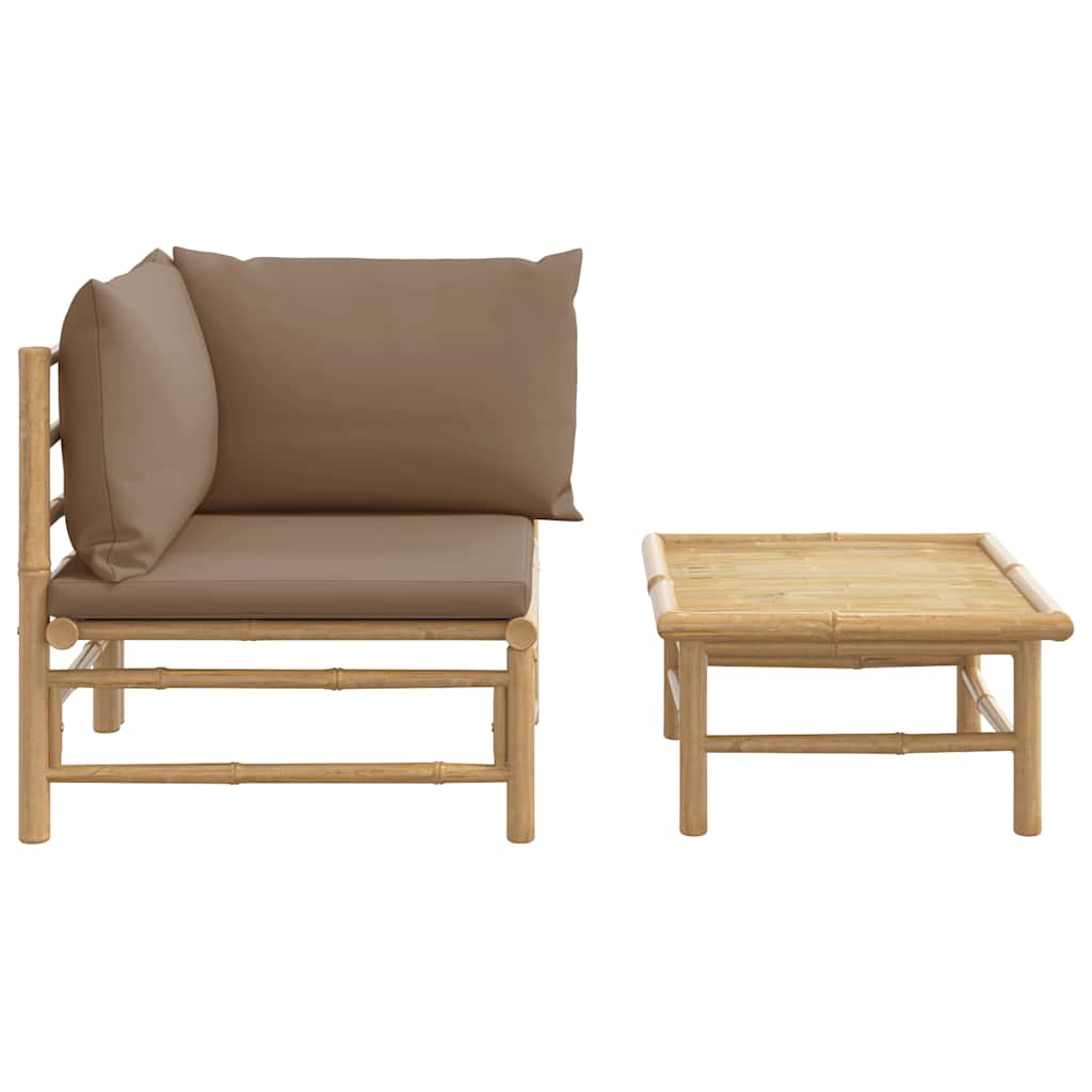8720845725495_g_en_hd_1 vidaXL 2 Piece Garden Lounge Set with Taupe Cushions Bamboo - Image 3
