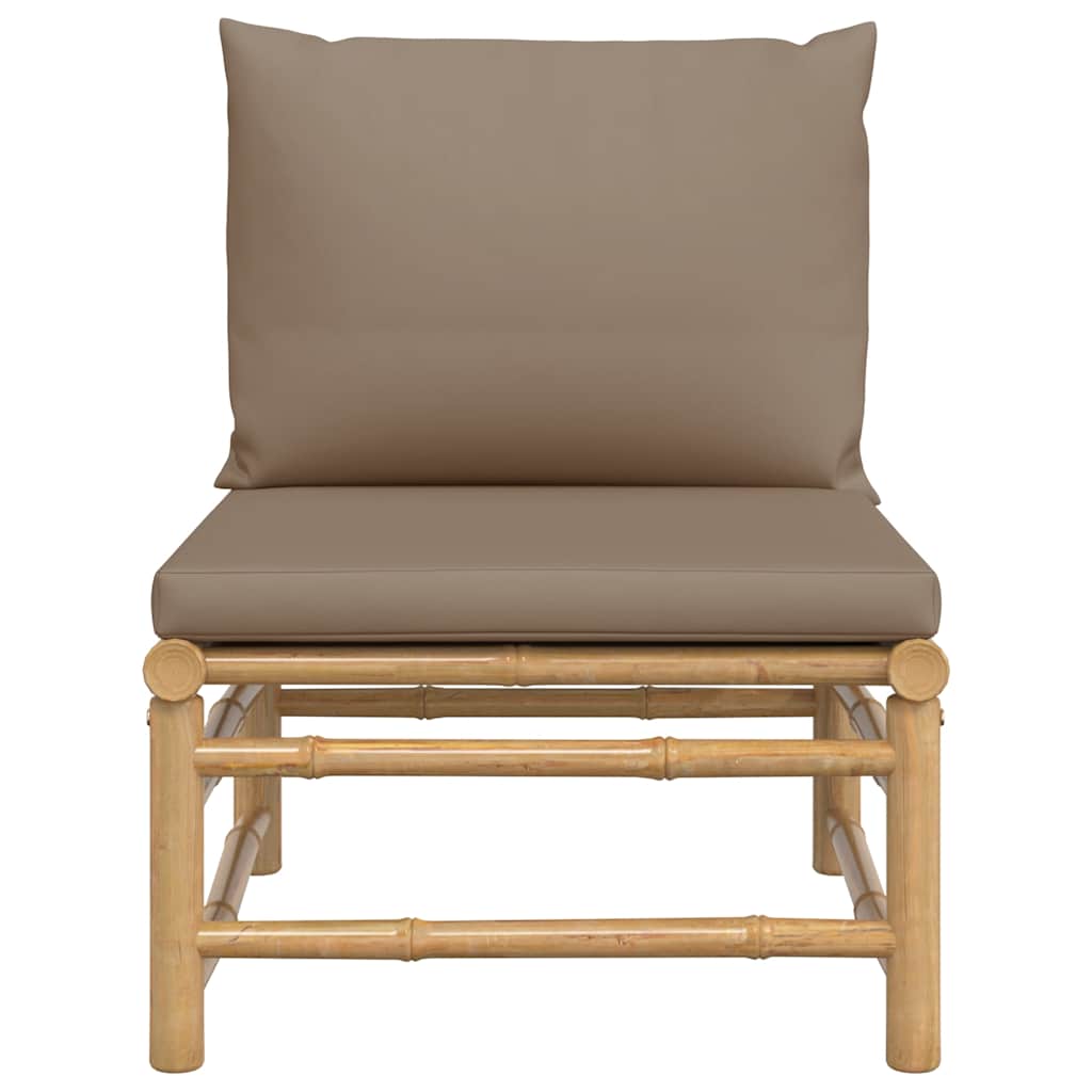 8720845725518_g_en_hd_1 vidaXL Garden Middle Sofa with Taupe Cushions Bamboo - Image 3