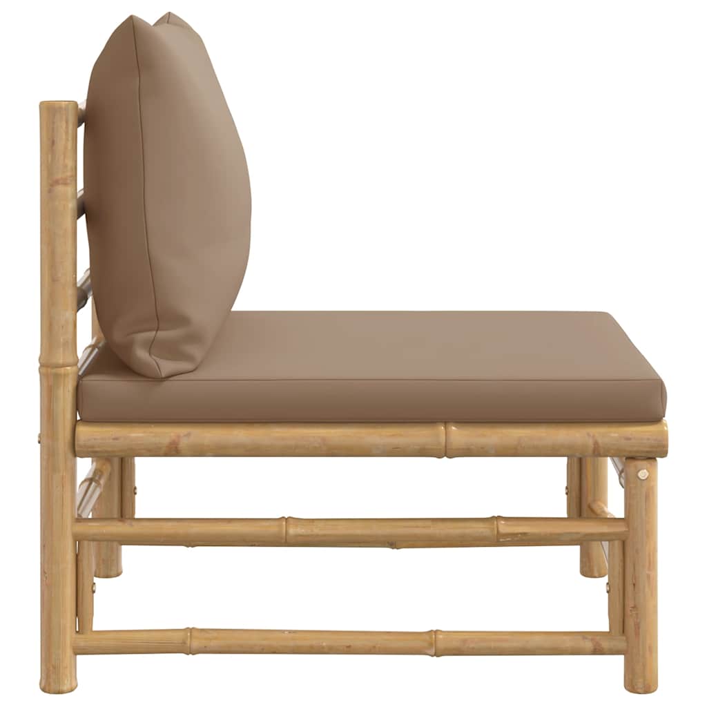 8720845725518_g_en_hd_2 vidaXL Garden Middle Sofa with Taupe Cushions Bamboo - Image 4