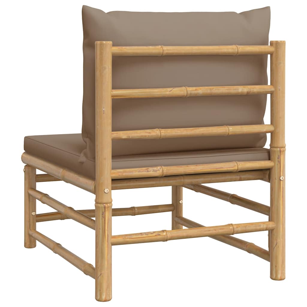 8720845725518_g_en_hd_3 vidaXL Garden Middle Sofa with Taupe Cushions Bamboo - Image 5