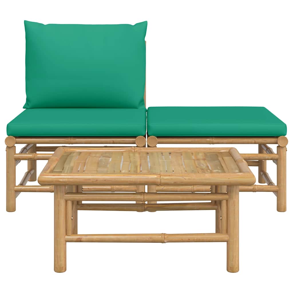 8720845725549_g_en_hd_1 vidaXL 3 Piece Garden Lounge Set with Green Cushions Bamboo - Image 3