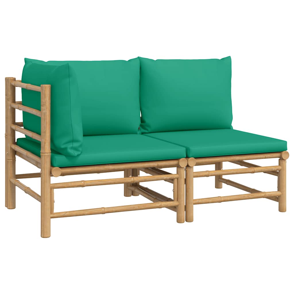 8720845725556_a_en_hd_1 vidaXL 2 Piece Garden Lounge Set with Green Cushions Bamboo - Image 2