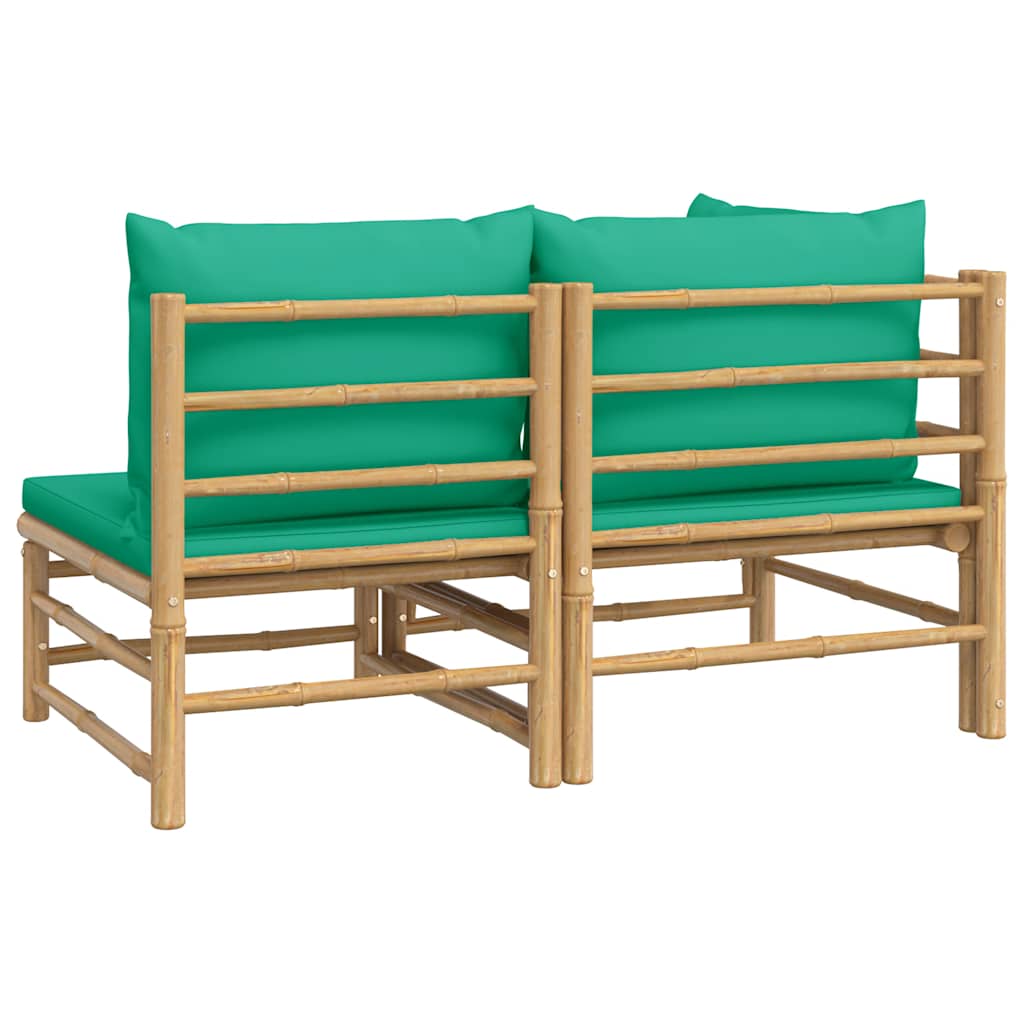 8720845725556_g_en_hd_3 vidaXL 2 Piece Garden Lounge Set with Green Cushions Bamboo - Image 5