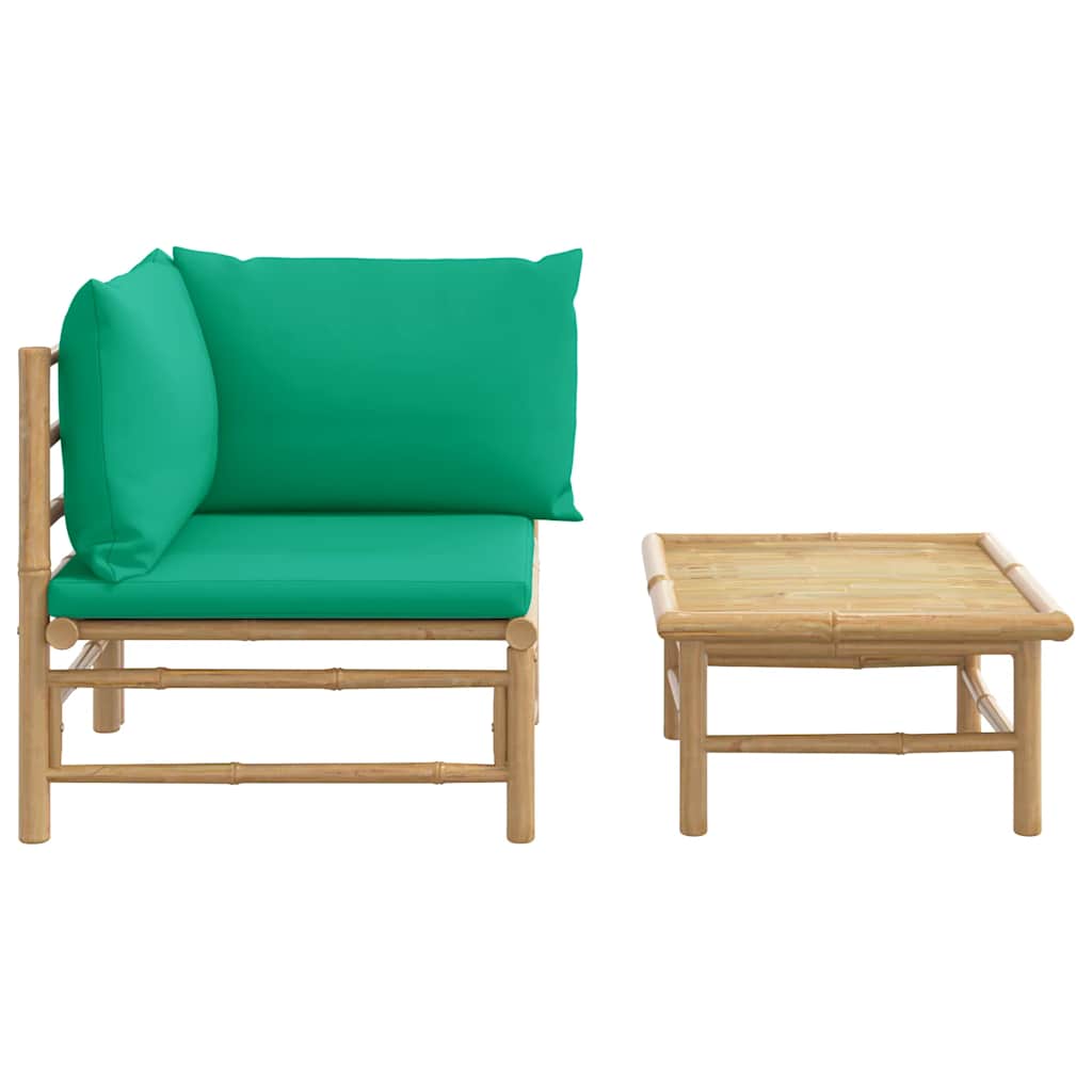 8720845725563_g_en_hd_1 vidaXL 2 Piece Garden Lounge Set with Green Cushions Bamboo - Image 3
