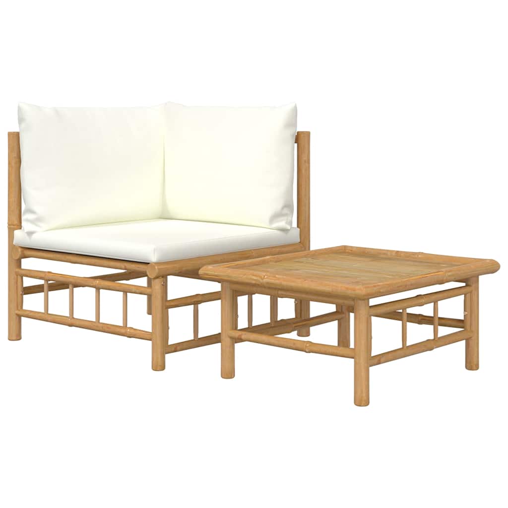 8720845725631_a_en_hd_1 vidaXL 2 Piece Garden Lounge Set with Cream White Cushions Bamboo - Image 2
