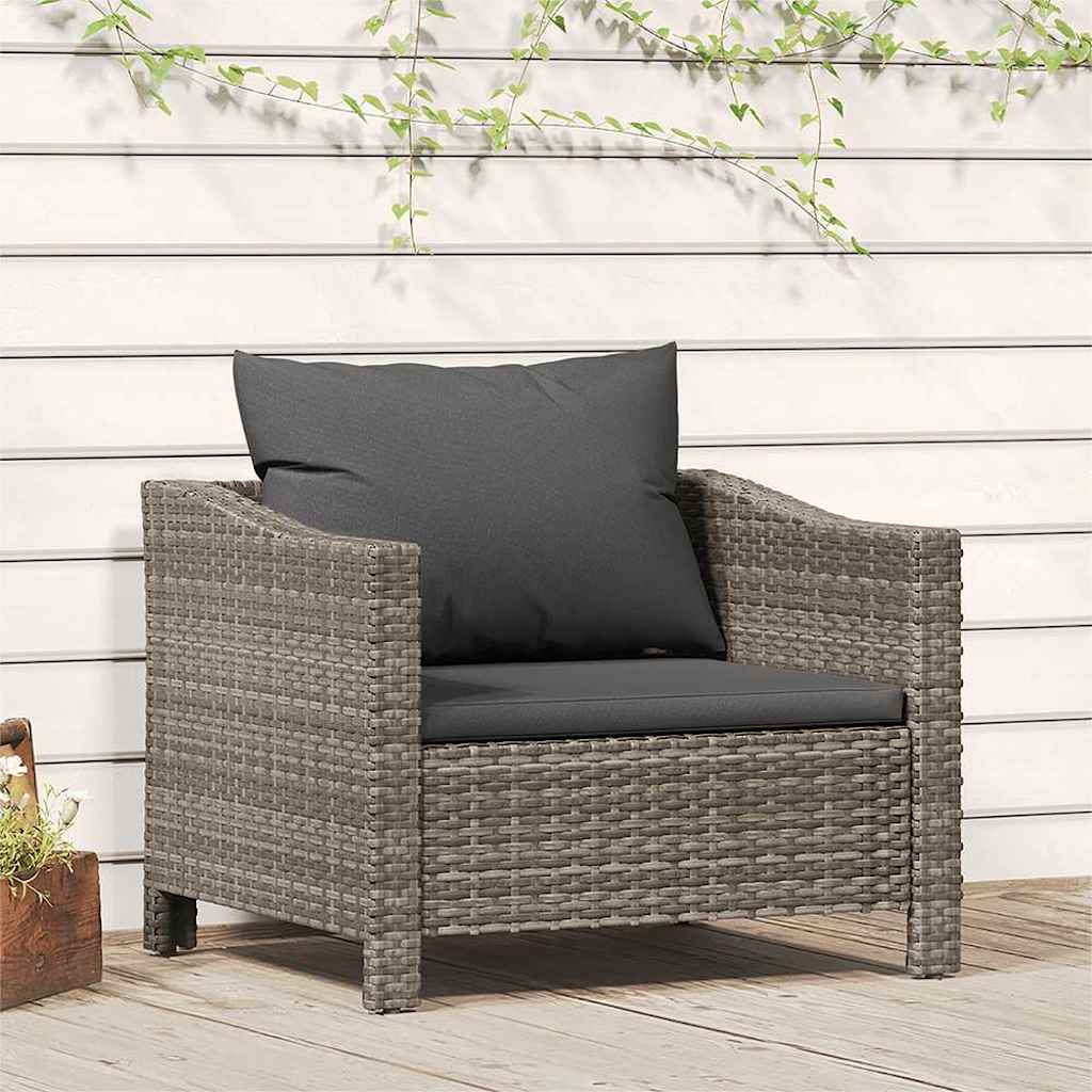 8720845727154_m_en_hd_1 vidaXL Garden Armchair with Cushion Grey Poly Rattan - Image 1