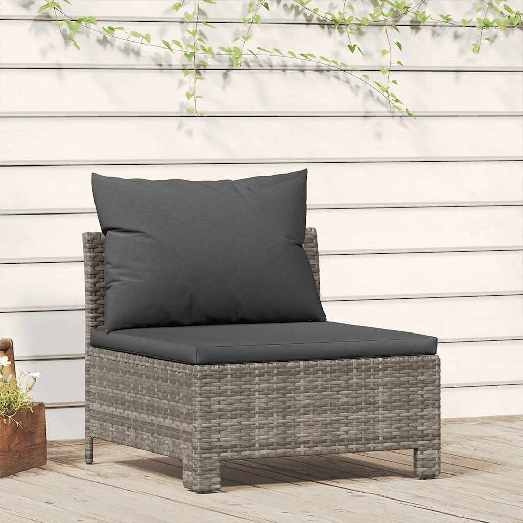 8720845727161_m_en_hd_1 vidaXL Garden Middle Sofa with Cushion Grey Poly Rattan - Image 1