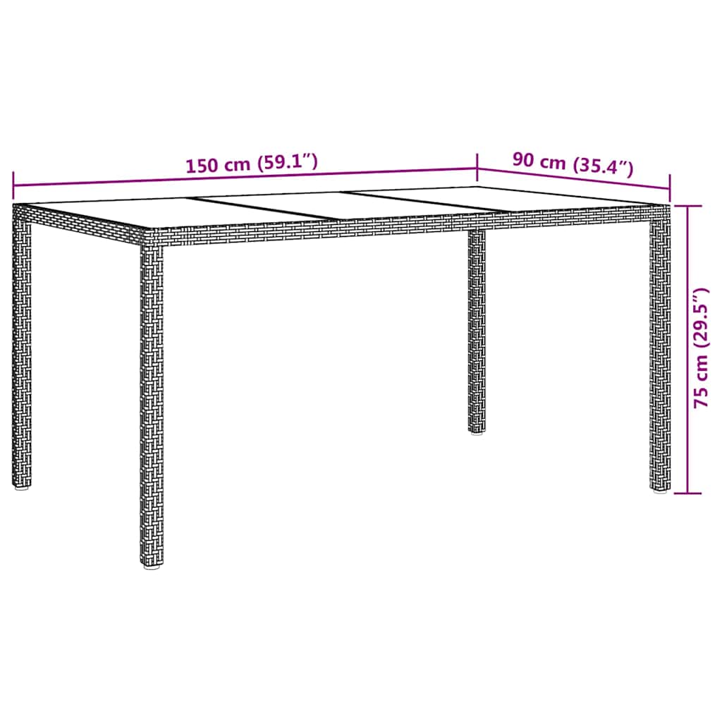8720845727482_wbg-siz_en_hd_1 vidaXL Garden Dining Table White 150 x 90 x 75 cm Poly rattan - Image 6