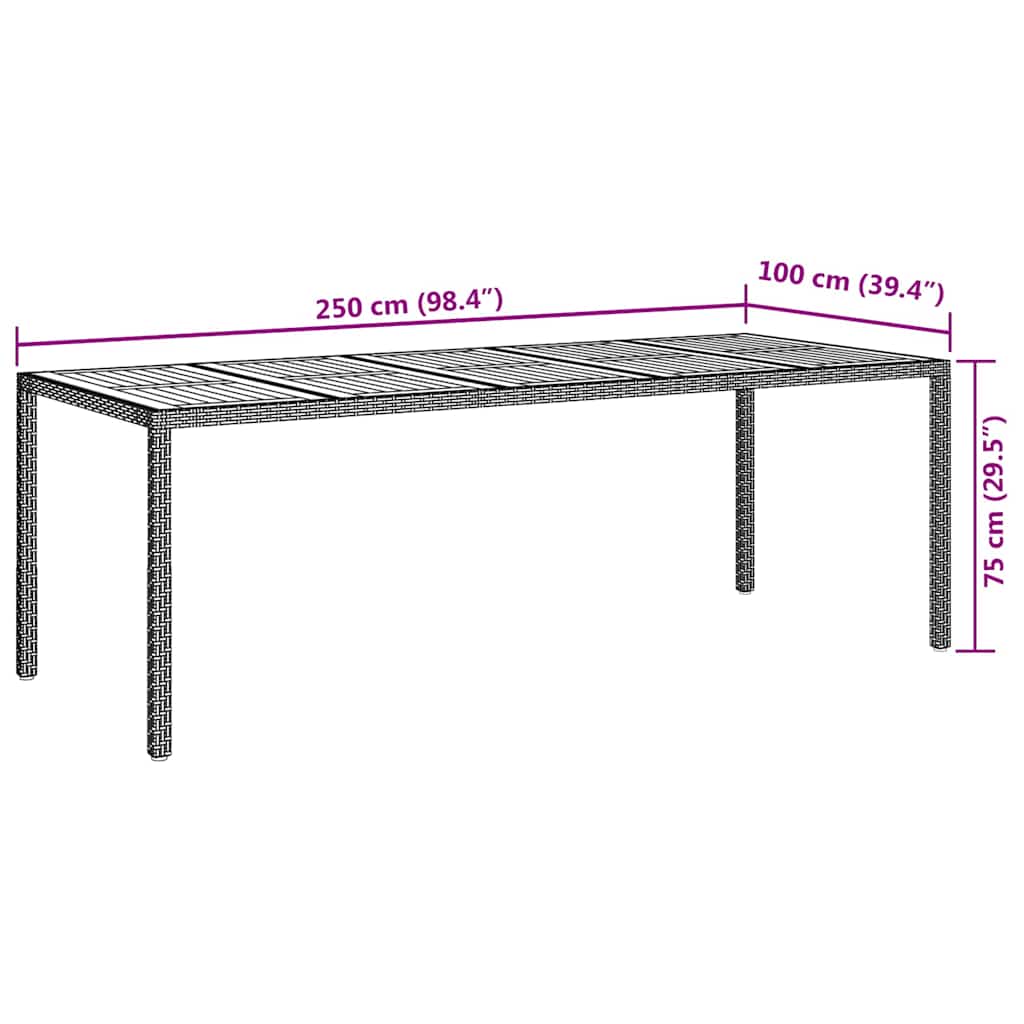 8720845727659_wbg-siz_en_hd_1 vidaXL Garden Dining Table Grey 250 x 100 x 75 cm Poly rattan - Image 6