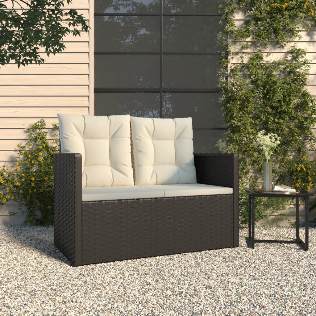8720845730109_m_en_hd_1 vidaXL Garden Bench with Cushions Black 105 cm Poly Rattan - Image 1