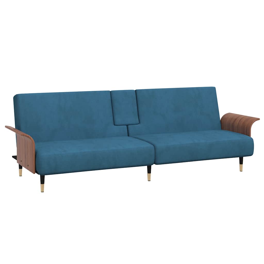 8720845733476_a_en_hd_1 vidaXL Sofa Bed with Cup Holders Blue Velvet - Image 2