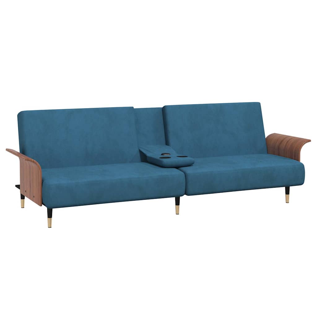 8720845733476_g_en_hd_3 vidaXL Sofa Bed with Cup Holders Blue Velvet - Image 5