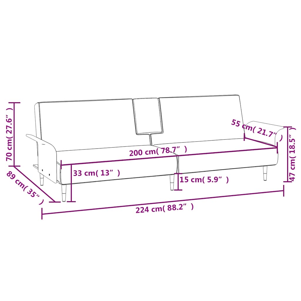 8720845733513_g_en_hd_11 vidaXL Sofa Bed with Cup Holders Pink Velvet - Image 13