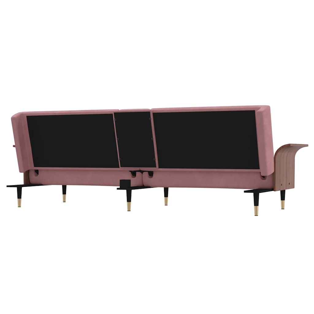 8720845733513_g_en_hd_5 vidaXL Sofa Bed with Cup Holders Pink Velvet - Image 7