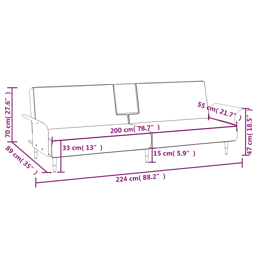 8720845733537_g_en_hd_11 vidaXL Sofa Bed with Cup Holders Yellow Velvet - Image 13