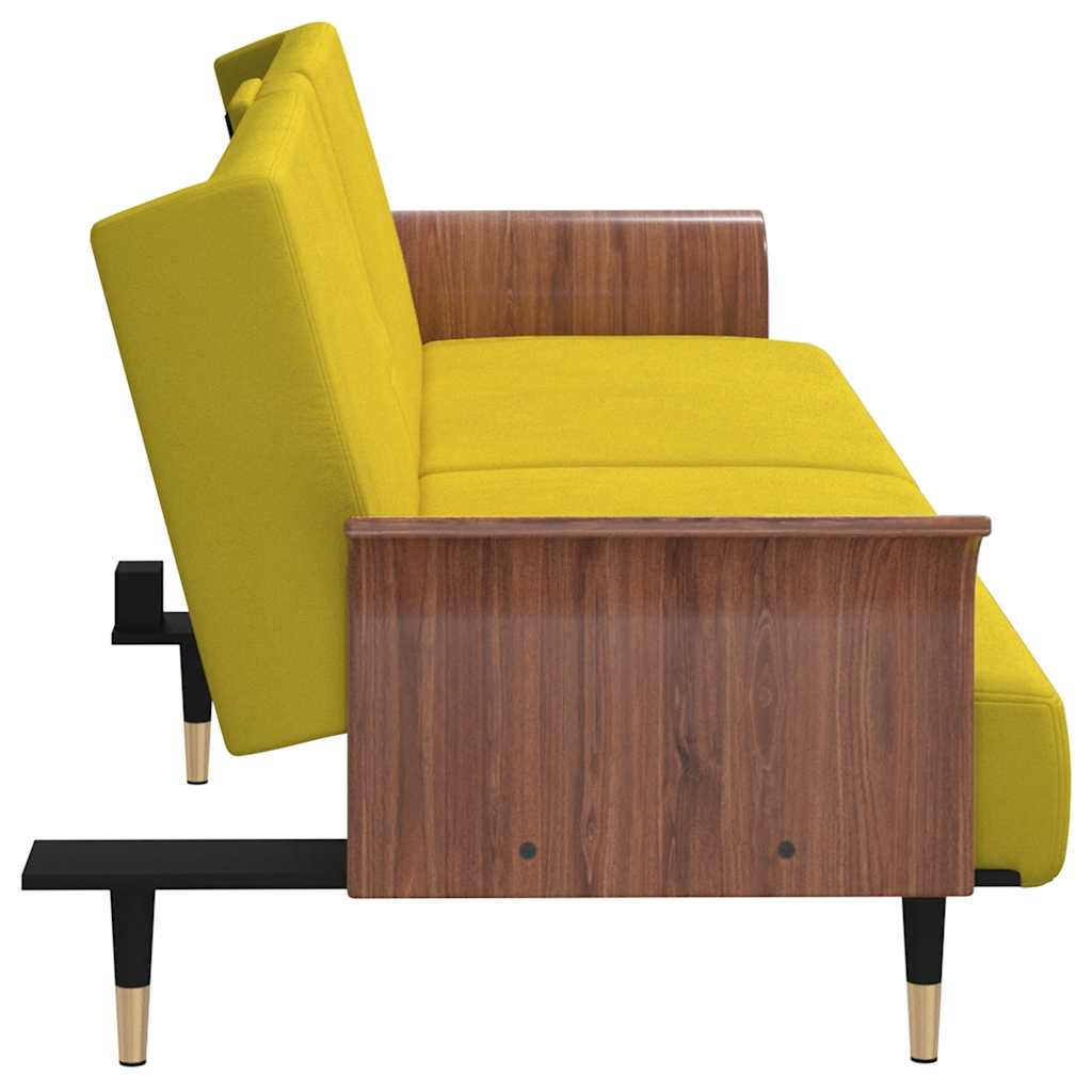 8720845733537_g_en_hd_4 vidaXL Sofa Bed with Cup Holders Yellow Velvet - Image 6