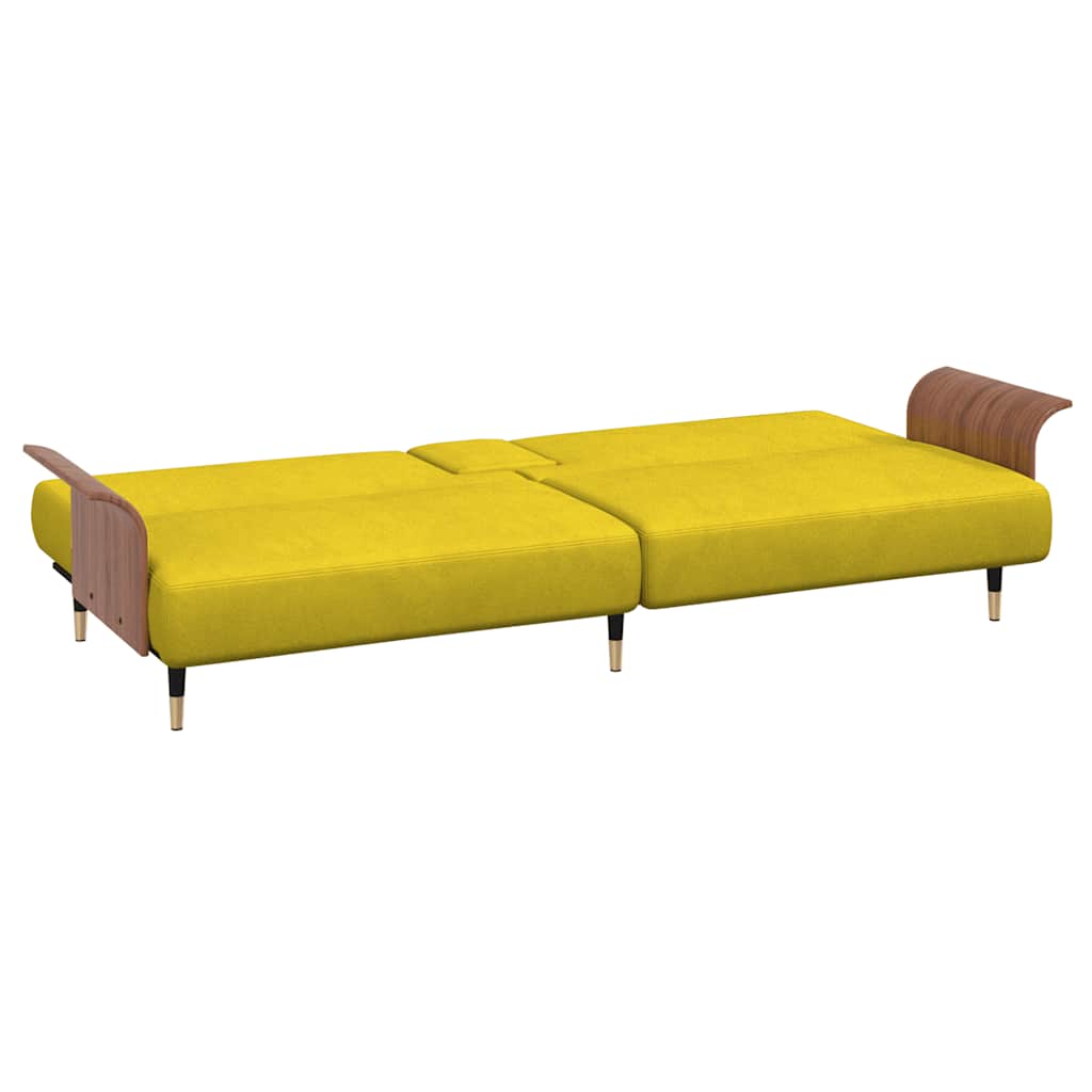 8720845733537_g_en_hd_6 vidaXL Sofa Bed with Cup Holders Yellow Velvet - Image 8