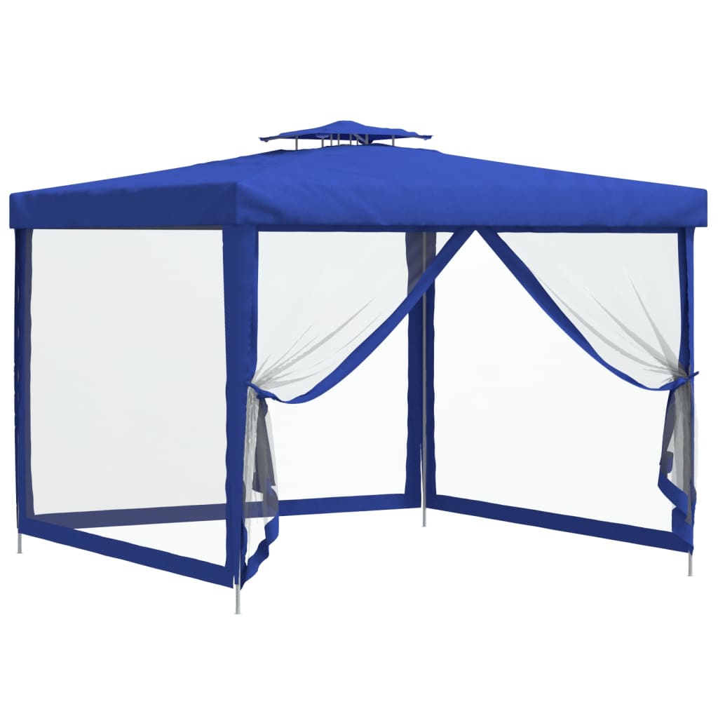 8720845734589_a_en_hd_1 vidaXL Gazebo with Double Roof Blue 3x3x2.68 m Fabric - Image 2