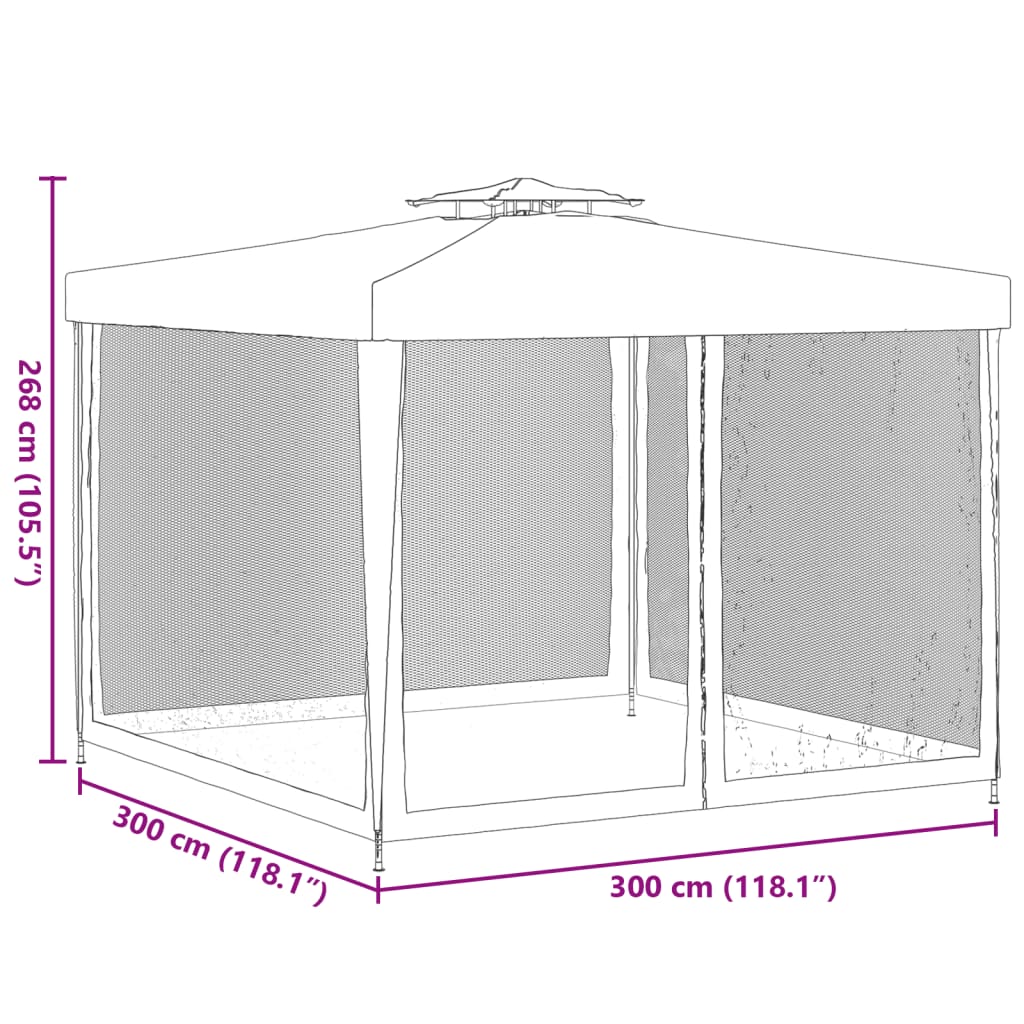 8720845734589_g_en_hd_7 vidaXL Gazebo with Double Roof Blue 3x3x2.68 m Fabric - Image 9
