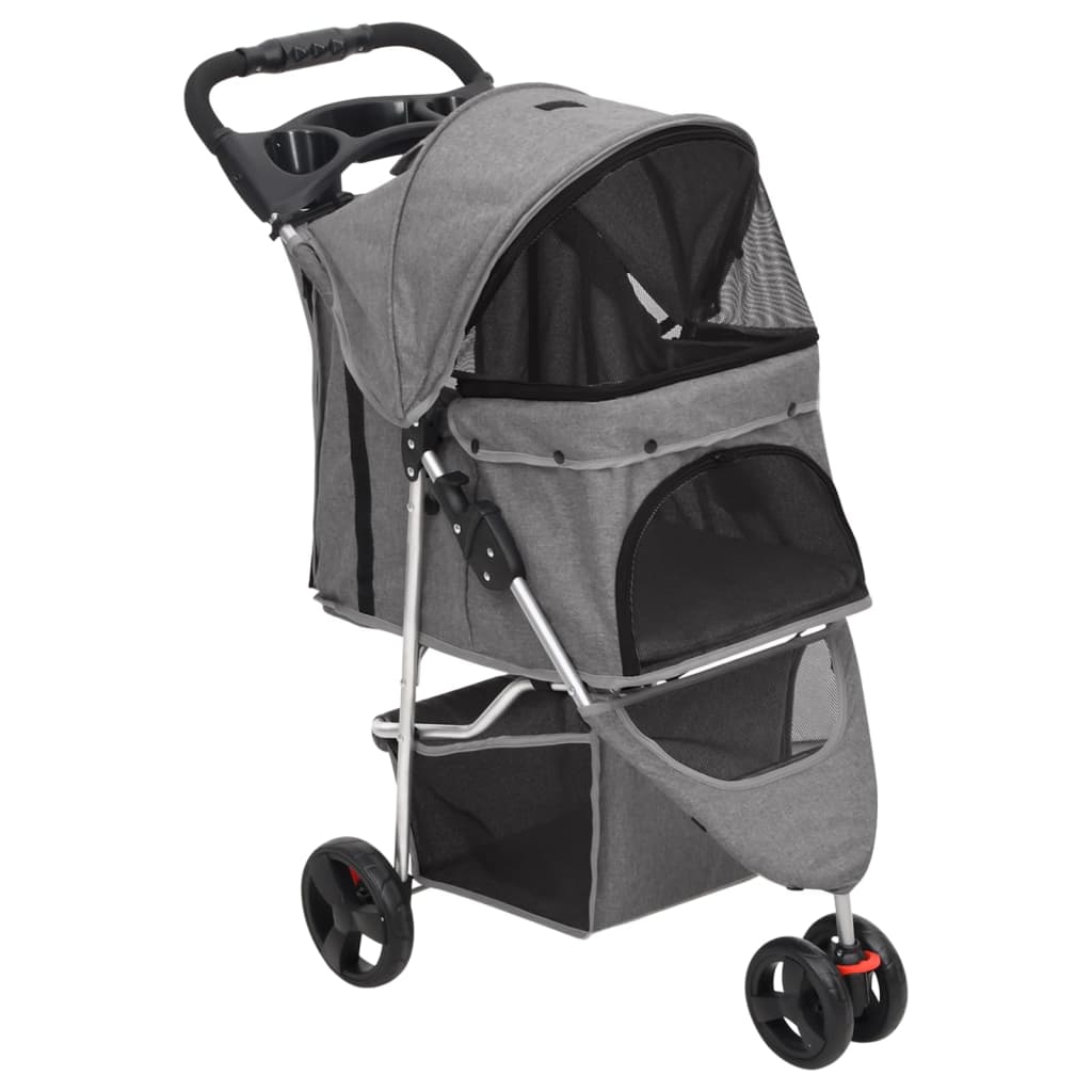 8720845735197_a_en_hd_1 vidaXL Folding Dog Stroller Grey 80x46x98 cm Oxford Fabric - Image 1