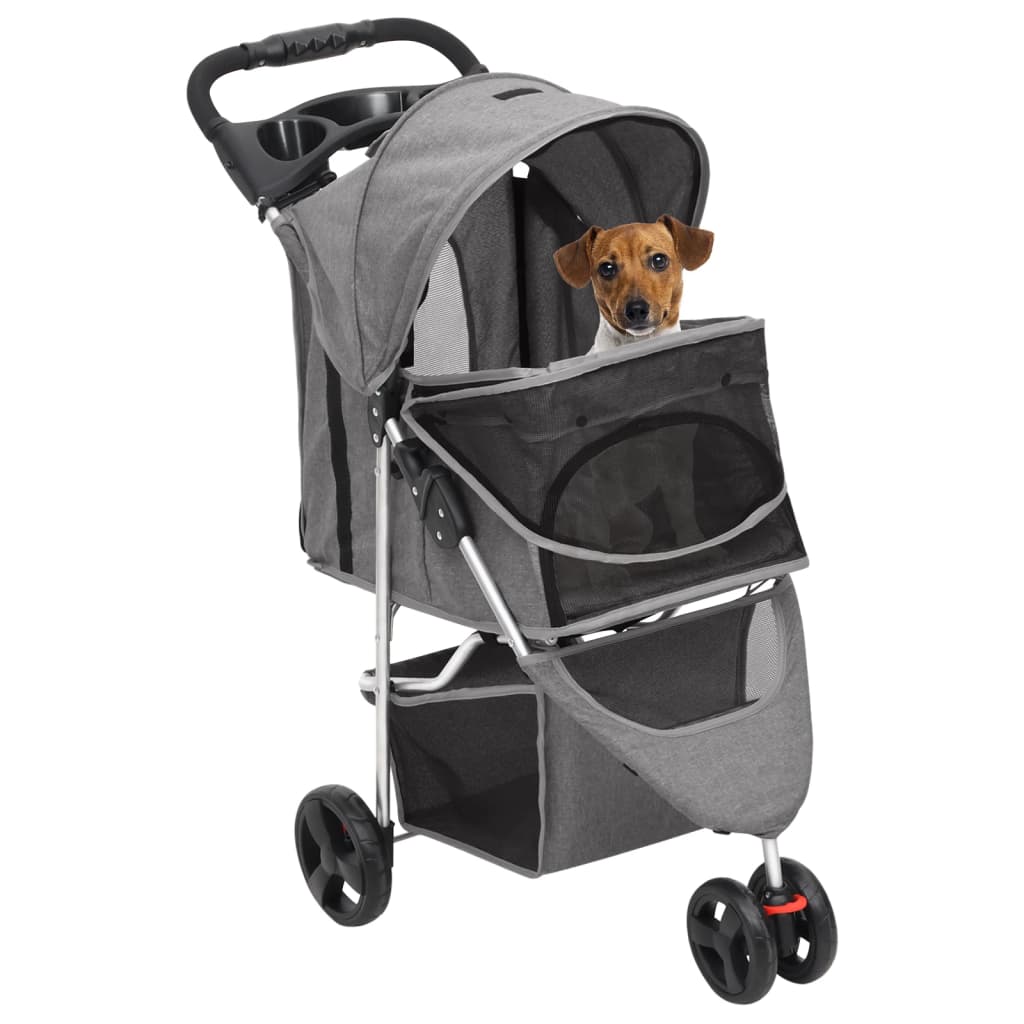 8720845735197_g_en_hd_1 vidaXL Folding Dog Stroller Grey 80x46x98 cm Oxford Fabric - Image 2