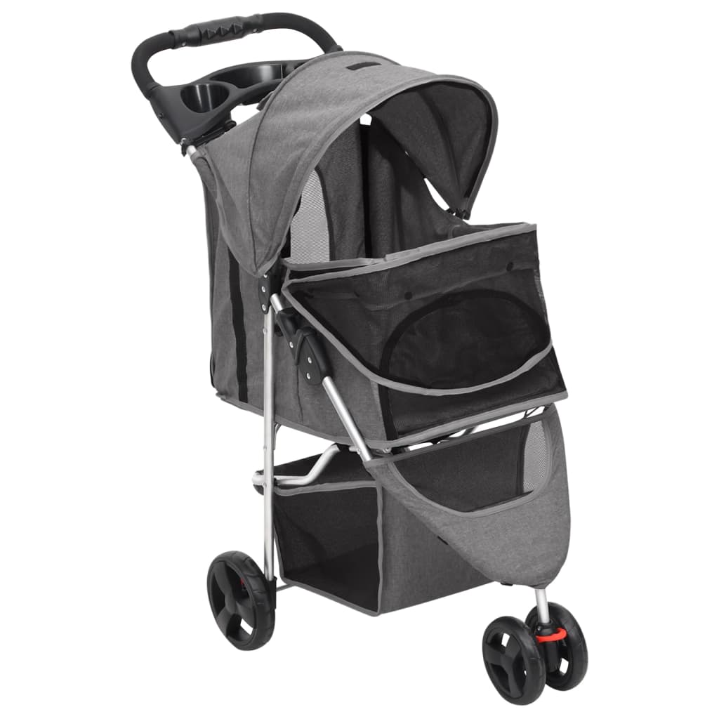 8720845735197_g_en_hd_2 vidaXL Folding Dog Stroller Grey 80x46x98 cm Oxford Fabric - Image 3