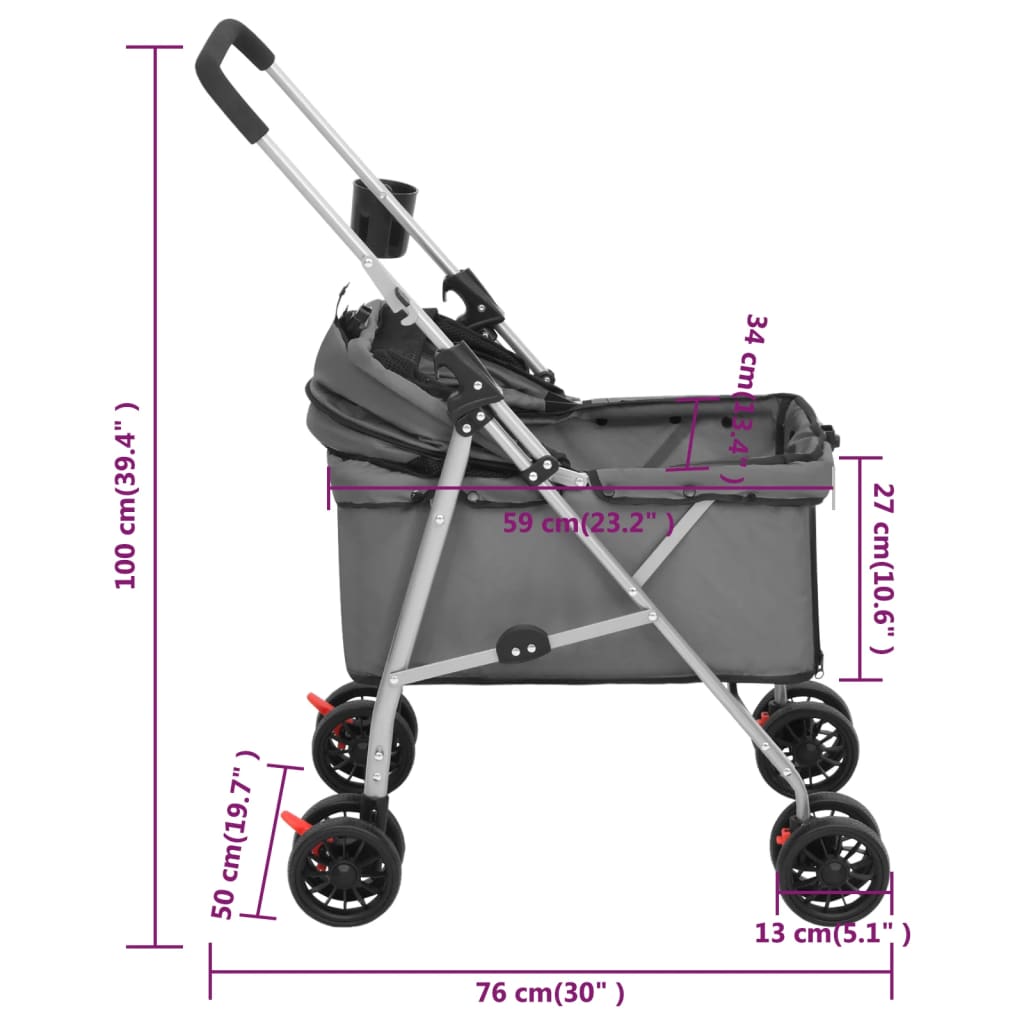 8720845735234_g_en_hd_12 vidaXL Folding Dog Stroller Grey 76x50x100 cm Oxford Fabric - Image 13