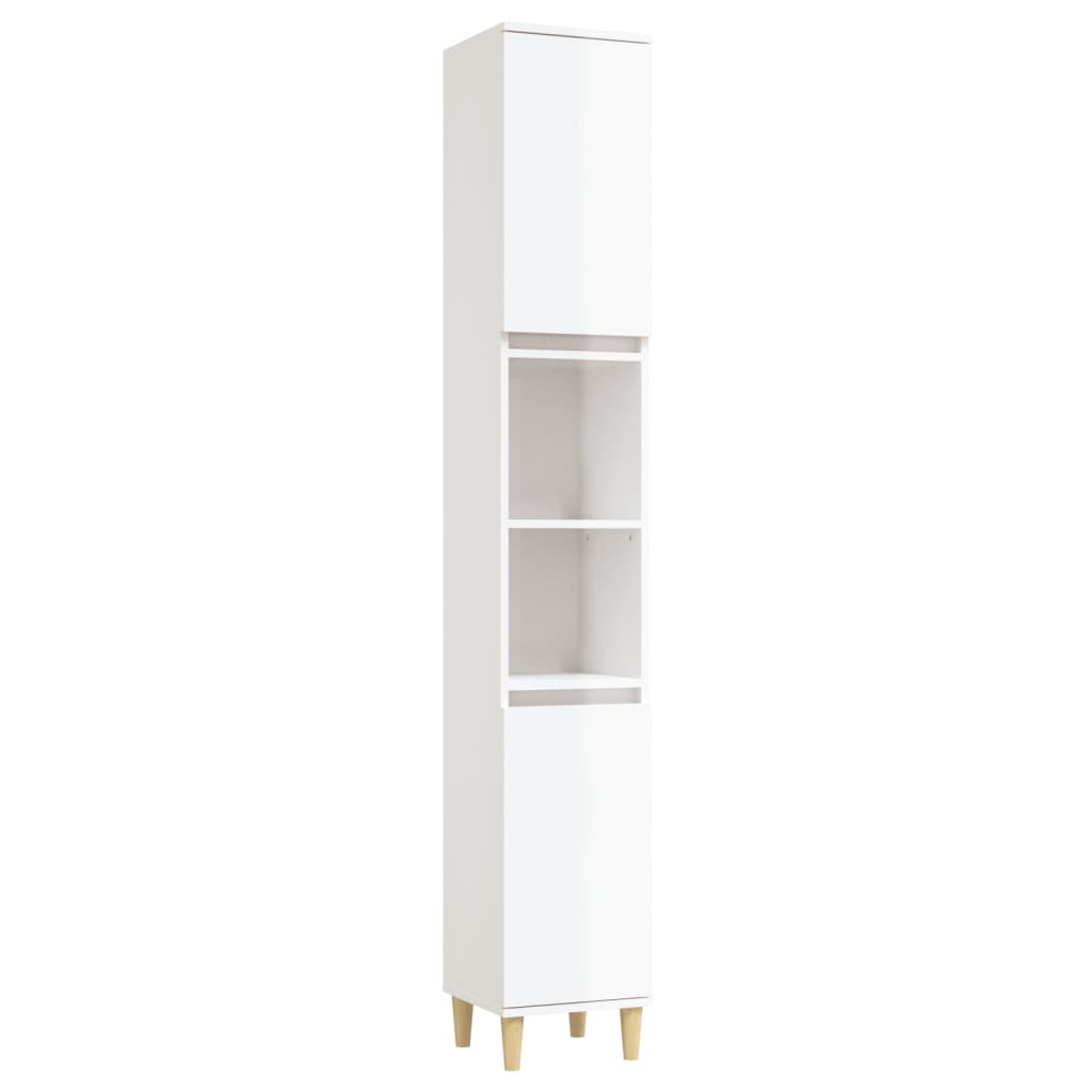 8720845738167_a_en_hd_1 vidaXL Bathroom Cabinet High Gloss White 30x30x190 cm Engineered Wood - Image 2