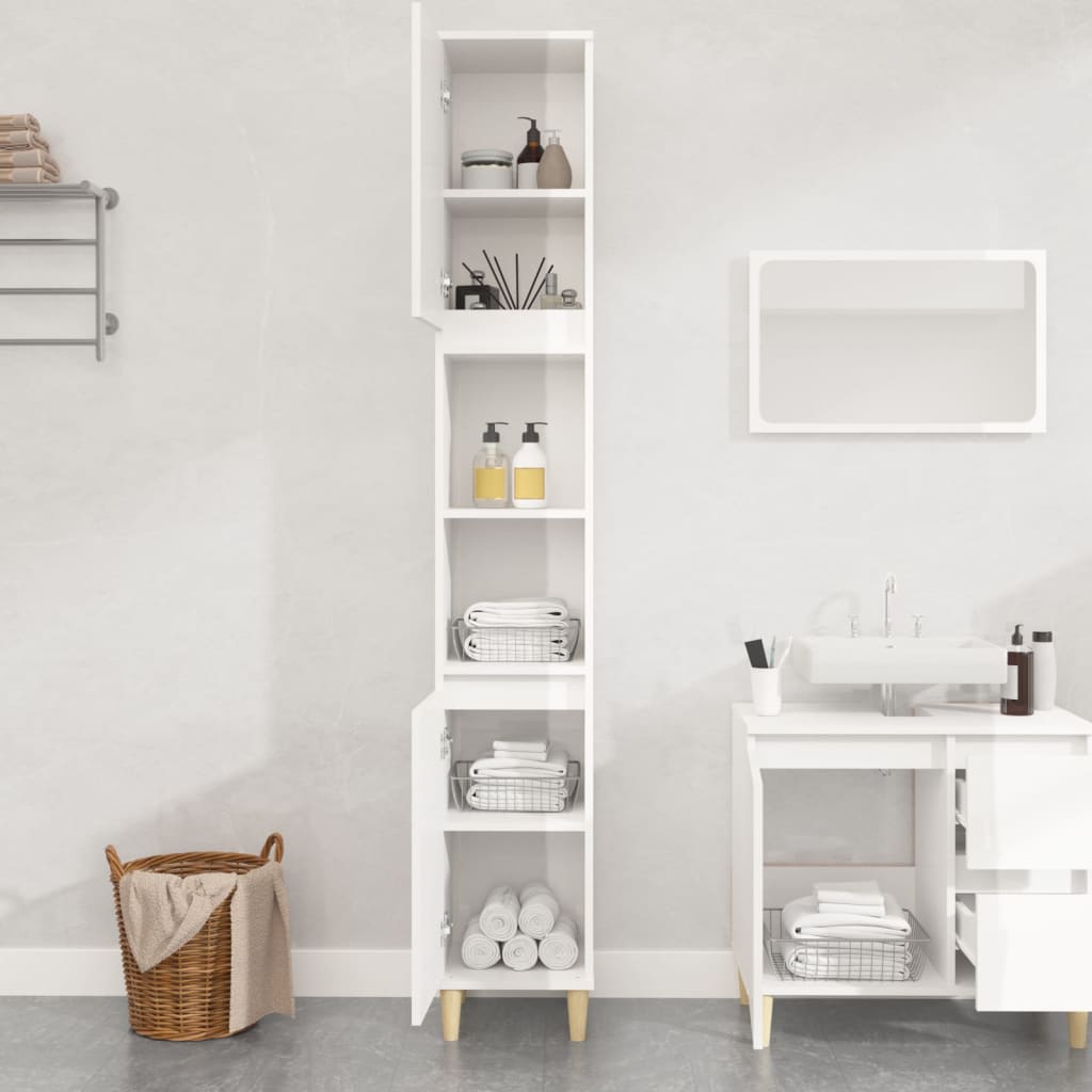 8720845738167_g_en_hd_1 vidaXL Bathroom Cabinet High Gloss White 30x30x190 cm Engineered Wood - Image 3