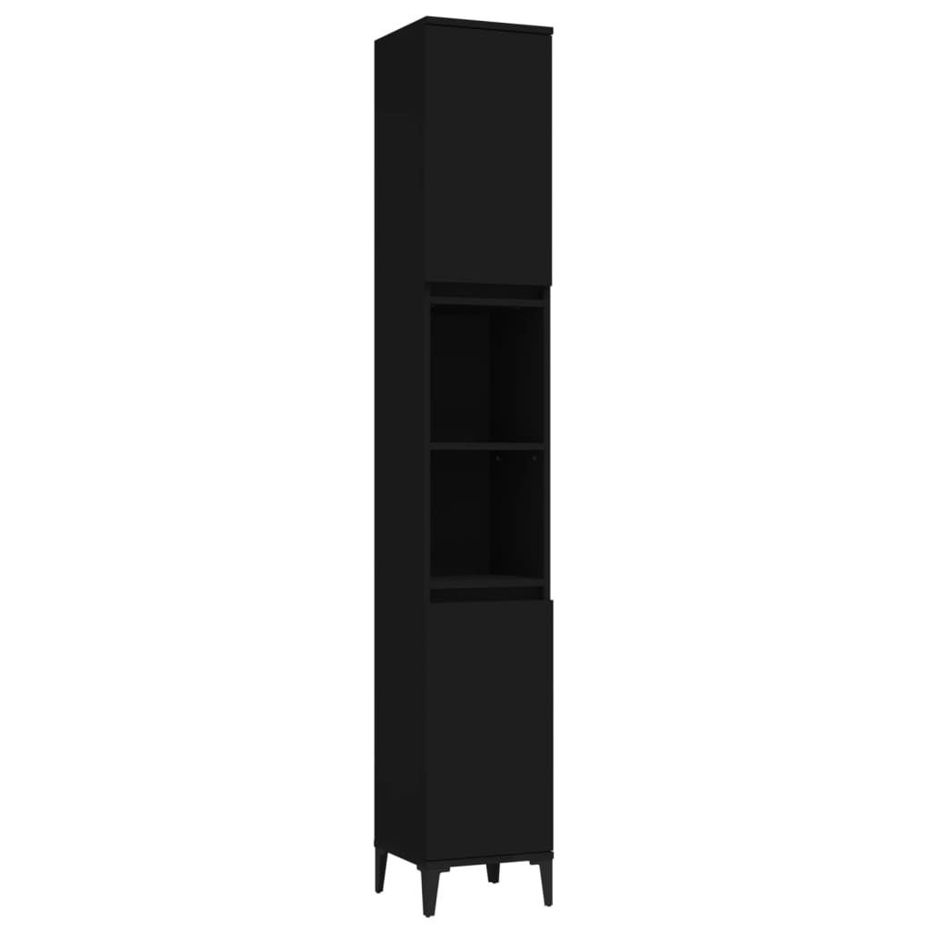 8720845738235_a_en_hd_1 vidaXL Bathroom Cabinet Black 30x30x190 cm Engineered Wood - Image 2