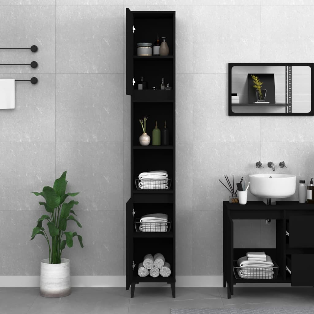 8720845738235_g_en_hd_1 vidaXL Bathroom Cabinet Black 30x30x190 cm Engineered Wood - Image 4